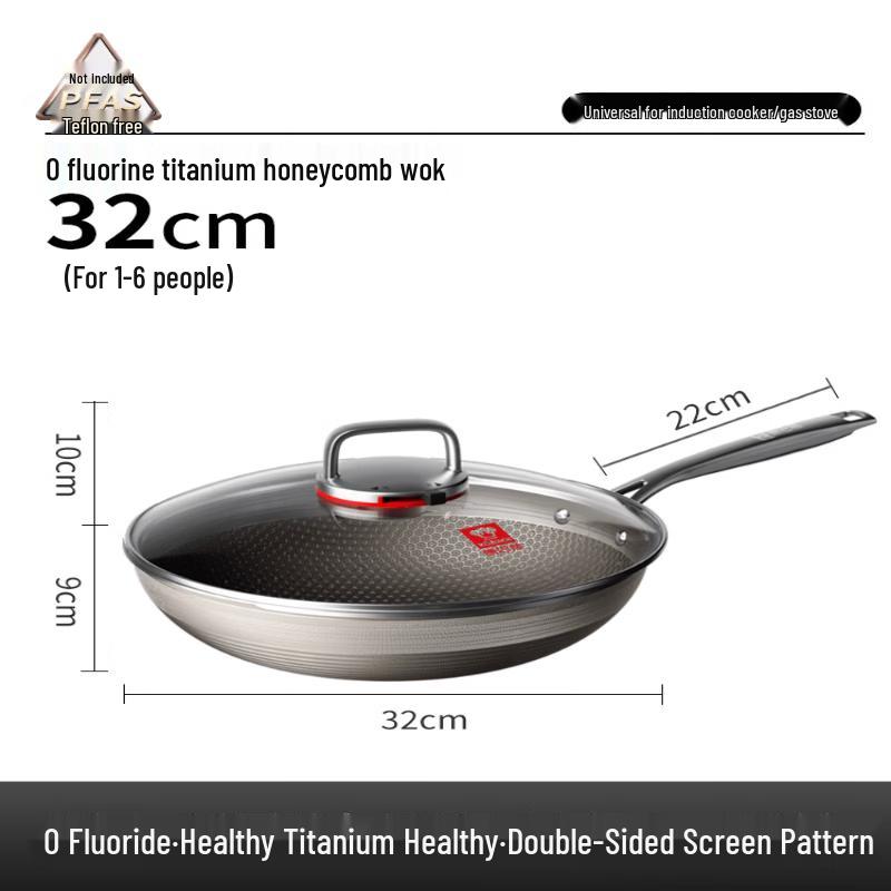 

KOBACH 7th Gen 32cm Titanium Honeycomb Non-stick Wok with Steamer