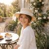 Style Accessory Lace Bow Straw Hat Wide Brim Elegant Visor Cap Sun Protection Sun Protection Hat Sun Protection