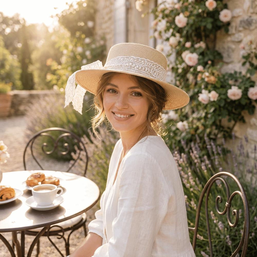 Style Accessory Lace Bow Straw Hat Wide Brim Elegant Visor Cap Sun Protection Sun Protection Hat Sun Protection