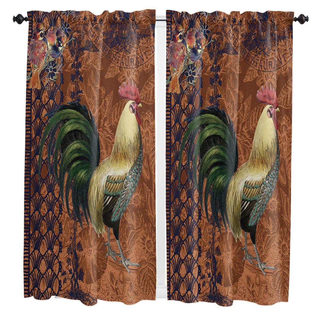 Red Plaid Daisy Rooster Farmcurtains Home Decor Living Space Kitchen Area Balcony Area Roomcurtain Bedroom Area Patio Decorative Piece