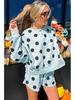 2025 Autumn Polka Dot Casual Two-Piece Suit for Women - Fashionable, Versatile, Loose Fit