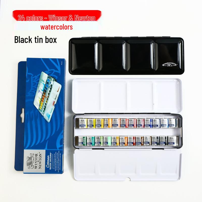 Winsor & Newton Cotman Artist Watercolor Set with Full/Half Pans In Portable Metal Box