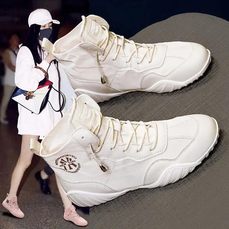Fashion Spring Summer High-top Canvas Shoes Thin Breathable All-match Korean Shoes Trend Womens Sneakers