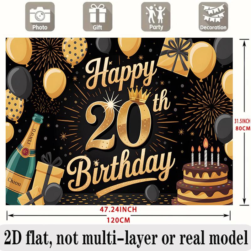Party Backdrop 20Th Birthday Flat Number Hanging Numbered Years Photo Booth Decor Birthday Party Decor