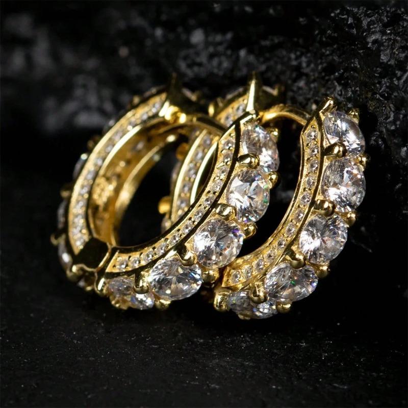 Meier Hip hop full diamond zircon round earrings - unisex hoop earrings