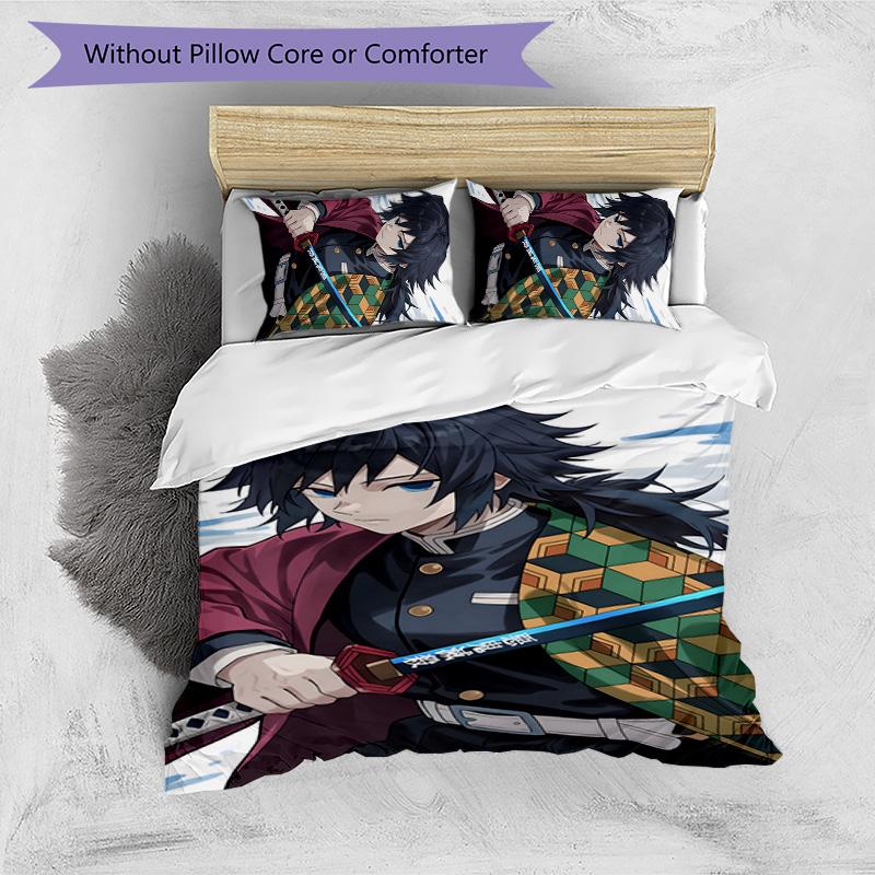 3pcs Tomioka Giyuu1 Design Cover Set - HD Printed Bedding with 1 Cover and 2 Pillowcases - Perfect for Home and Dorm Decor