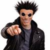 Realistic Creepy Latex Mask with Wild Black Spiky Wig Full Face Horror Mask for Halloween Party Costume Props