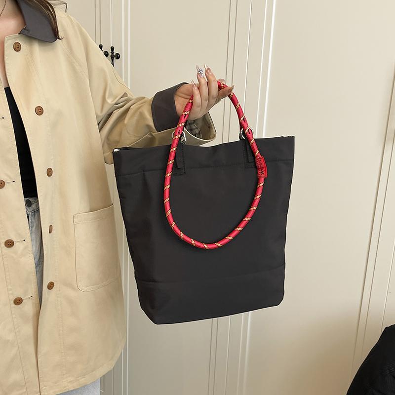 Fashion Solid Color Nylon Versatile Tote Bags Work Purse Stylish Simple Top-Handle Bags Large Elegant Casual Youth Shoulder Bag