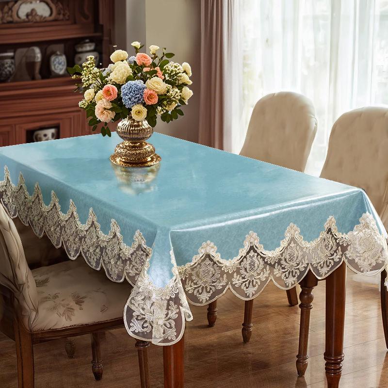 1pcs No-rinse Tablecloth Oil Wax Lace Tablecloth Anti Oil Anti Fouling Protective Pad Waterproof Heat-resistant Dining Table Mat Easy To Maintain