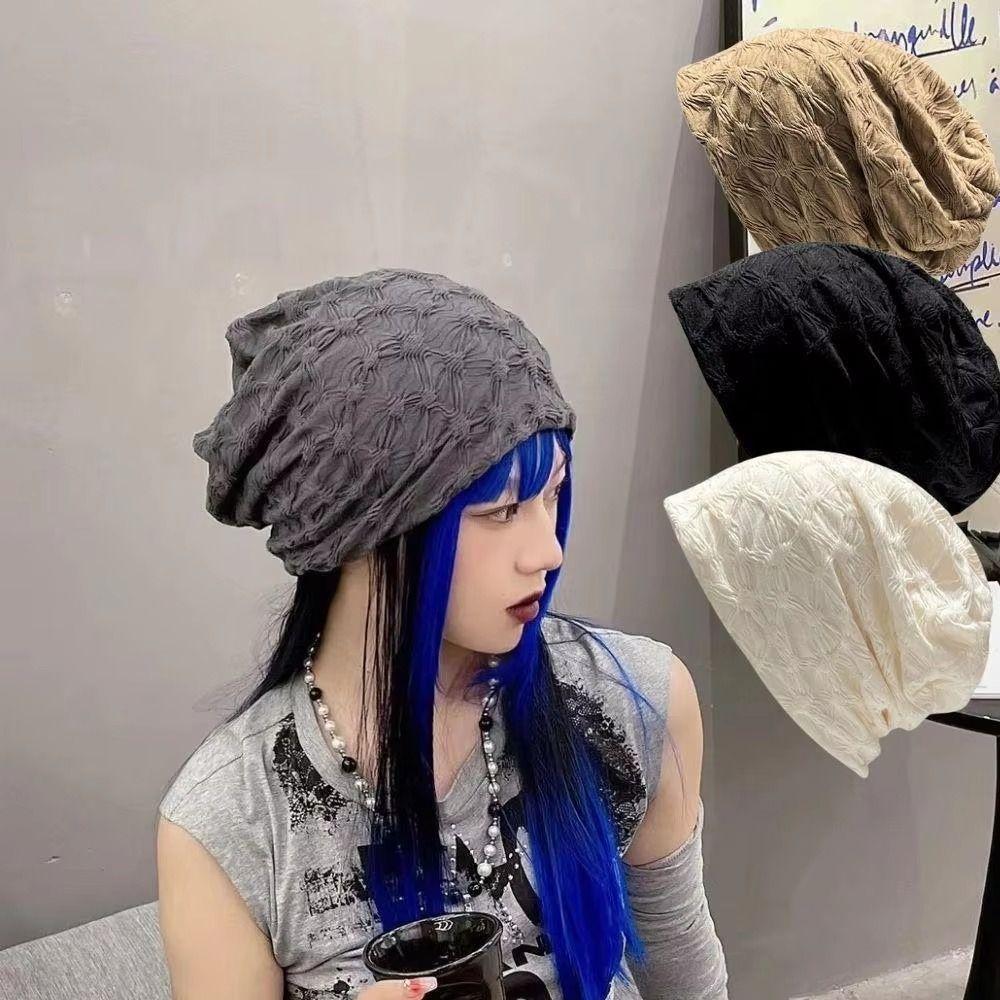 Hair Care Night Sleep Cap Solid Color Hijab Turban Cap Big Head Beanie Hat  Outdoor