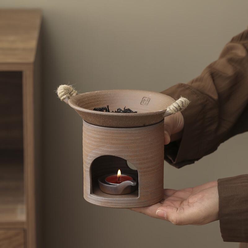 Retro Ceramic Candle Tea Roaster & Frying Tray Set