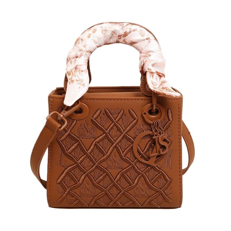 High-end messenger bag new embroidered diamond princess diana bag versatile fashion silk scarf single shoulder handbag bag women