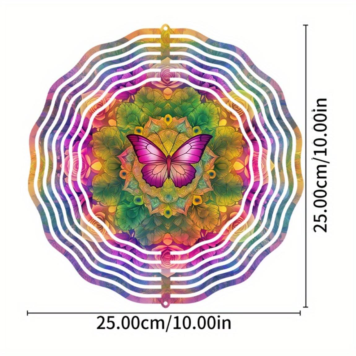

10 Inch Colorful Butterfly Wind Spinner Metal Garden Decor with 360 Degree Rotating Hook for Patio Balcony Yard Outdoor Decoration 01A