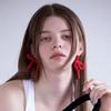 No.201 / Ribbon Crochet Earrings (Silver 925) _ Red