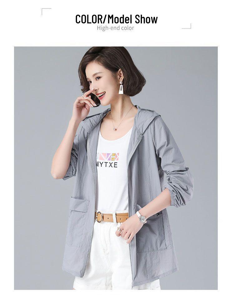 Plus Size Women's Mid-Length UV Protection Summer Coat (80-200 jin)