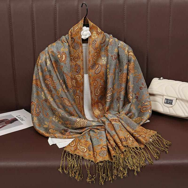 Foulard Paisley Imprime Design Hijabs Pour Femme Cachemire Pashmina Chale Dame Enveloppement Chaud Hiver Foulards Femme