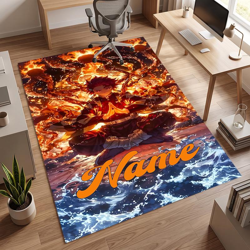 Demon Slayer (1) Personalized Name Office Carpet Stylish Decor for Living Room Bedroom Kitchen