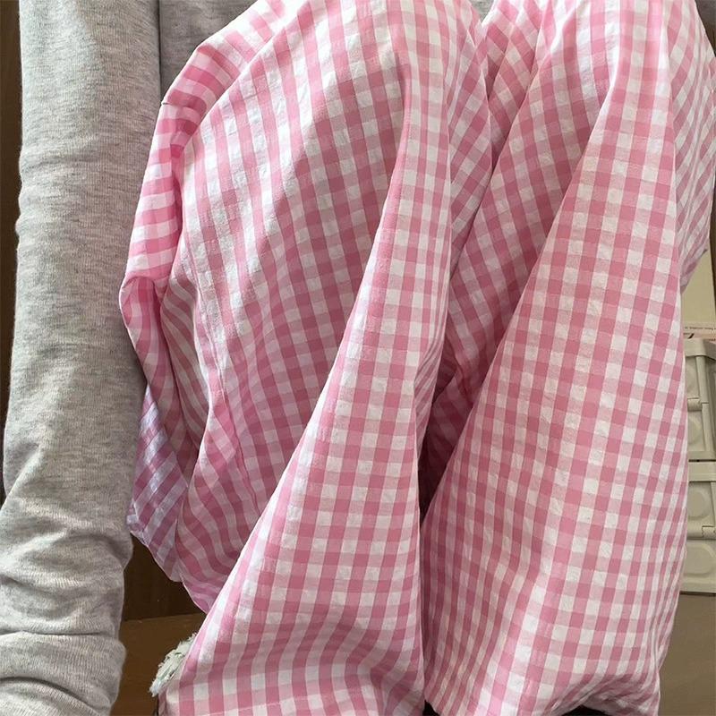 Women's Summer High-Waist Plaid Casual Pants: Slimming Straight or Wide Leg Draped Design