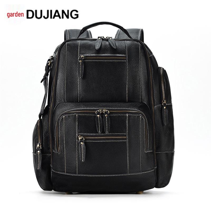 

DUJIANG Винтажный Рюкзак из Натуральной Кожи: Рюкзак для ноутбука и школы большой вместимости, многофункциональный, для мужчин
