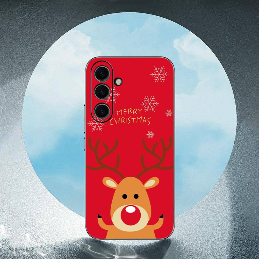 Christmas Deer For Samsung Galaxy S23 S24 S25 Ultra S22 Plus S21 Black Soft Case Waterproof Soft Case