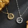 Titanium Steel Zirconia Tree of Life Necklace Pendant - Elegant European/American Design for Women