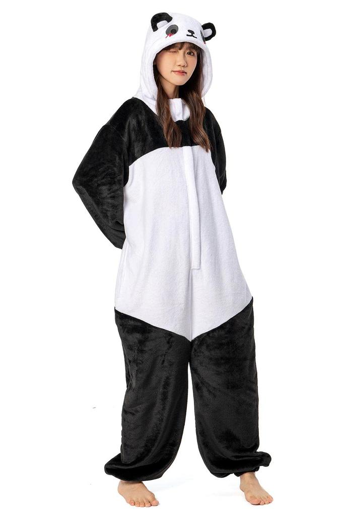 OLAOLA Panda Kigurumi Animal Costume for Fluffy Loungewear for Men and Warm Winter Cute Flannel Pajamas for Room Cold Unisex Pajamas, Adults, Women,