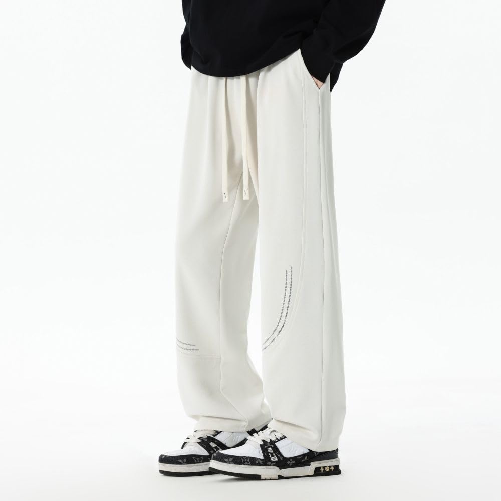 Aaronlive Casual Work Solid Straight Loose Simple Sports Stylish Fall Drape Casual Size 3XL Men's Spring/Autumn Pants, Pants, Color, Leg, Fit, Casual,