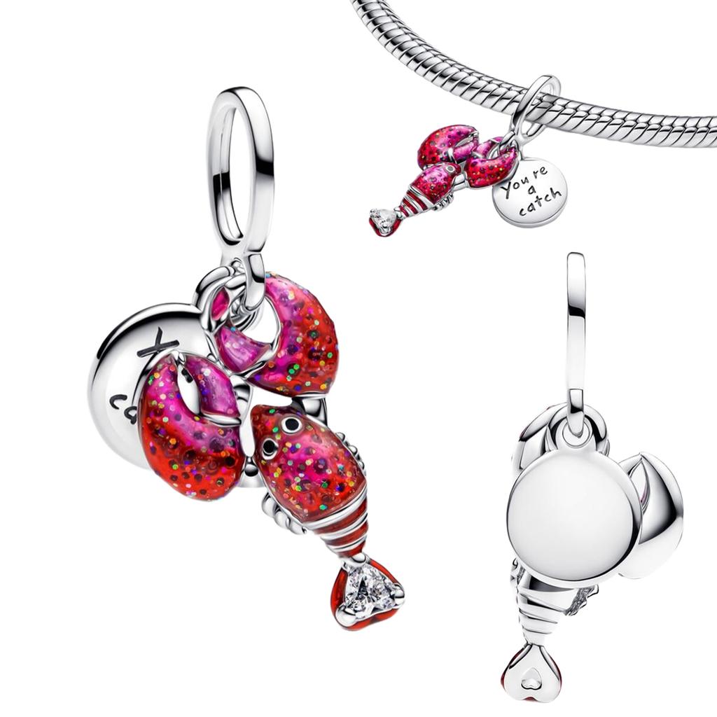 Original Copper Colorful Charms Snowflake Heart Lock Key Earrings Beads For Necklace Diy Bracelet Present Jewellery