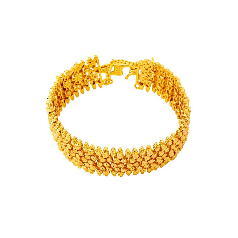 Retro Gold Heart Bead Bracelet for Women - High-End Imitation Southeast Asian Jewelry, Versatile Accessory