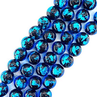 Sea Drop Glowing Firefly Glass Blue 8mm Beads, Half Strand, 25 Beads, Approx. 20cm, Glow-in-the-Dark Blue Glass Beads [031htt-08-3]