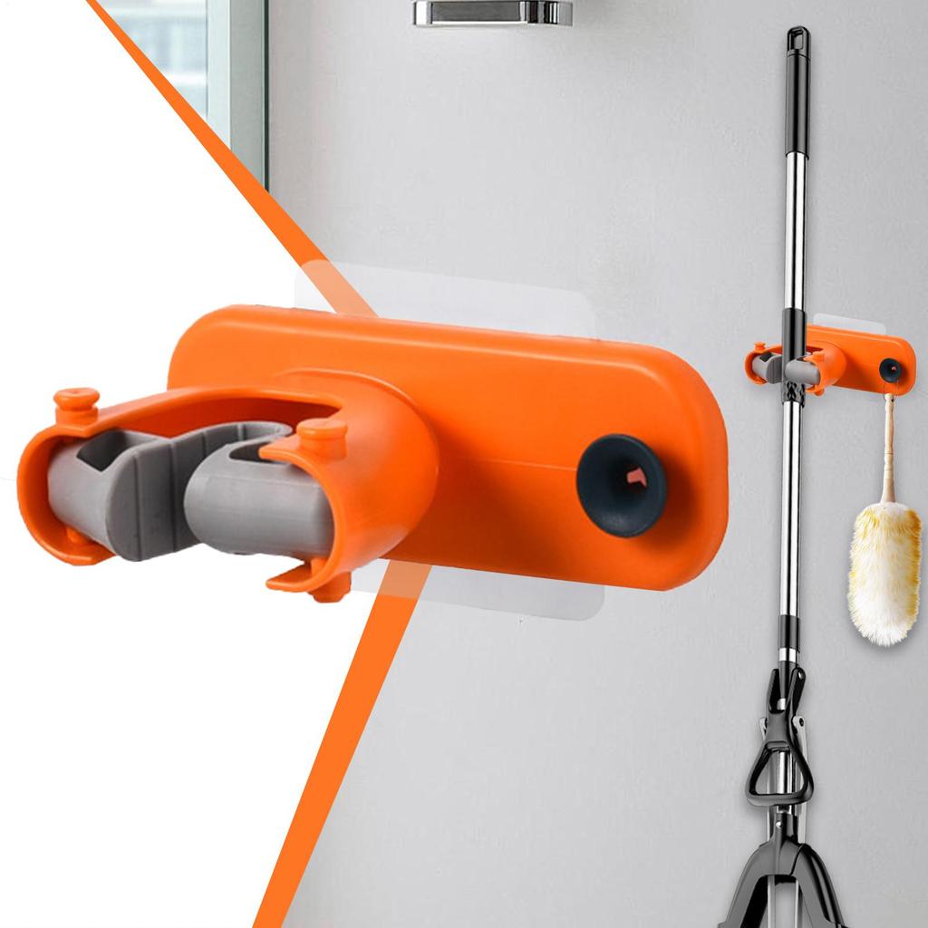Mop Holder Wall Mount Mop Hanger Traceless Space-Saving Adhesive Clip Cleaning Tool Storage For Workshop Commercial Kitchen RV
