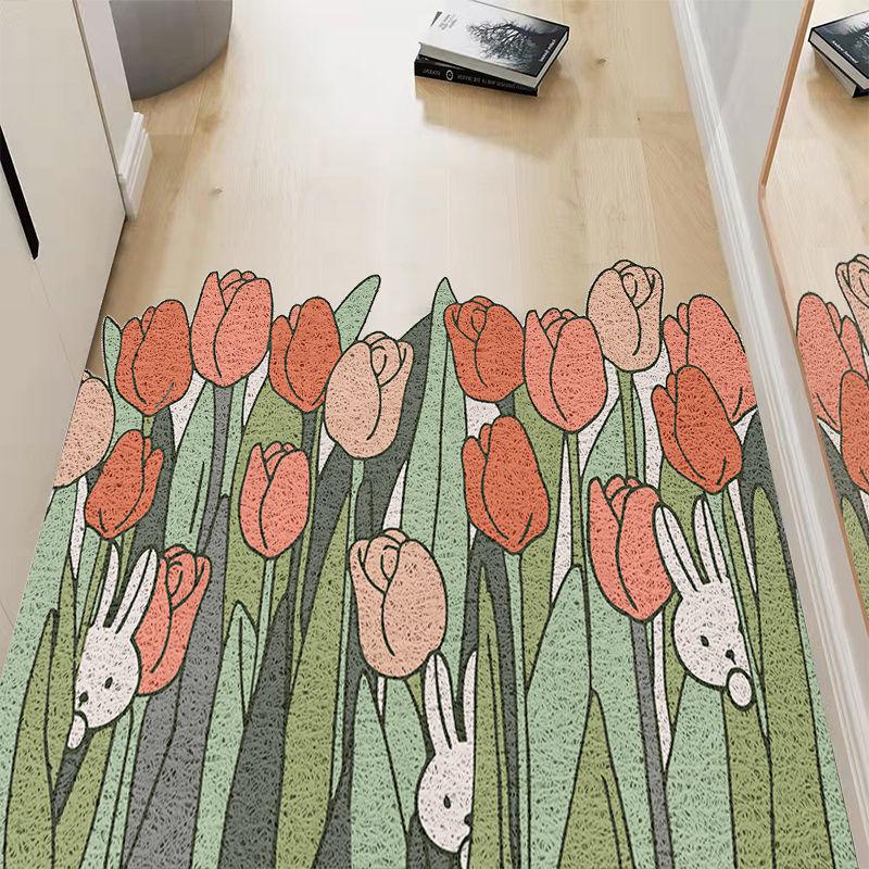 Cute Animal Entrance Door Rubbing Soil Foot Pad Waterproof Non-Slip Silk Ring Floor Mat Household Living Room Bathroom Door Mat