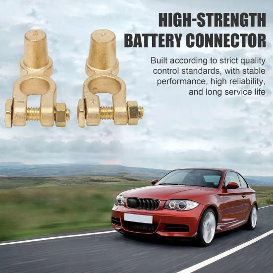 Yousheng 1Pair Brass Battery Clip Professional Positive Negative Terminal Connector Car Battery Clip Rust-Proof High Conductivity Easy Install Battery