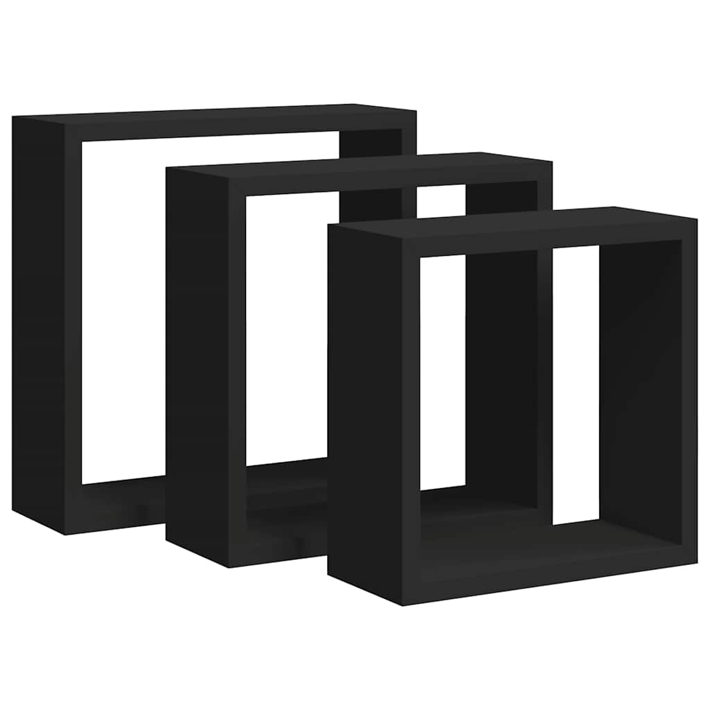Würfelregale Set 3 Stück Schwarzes MDF