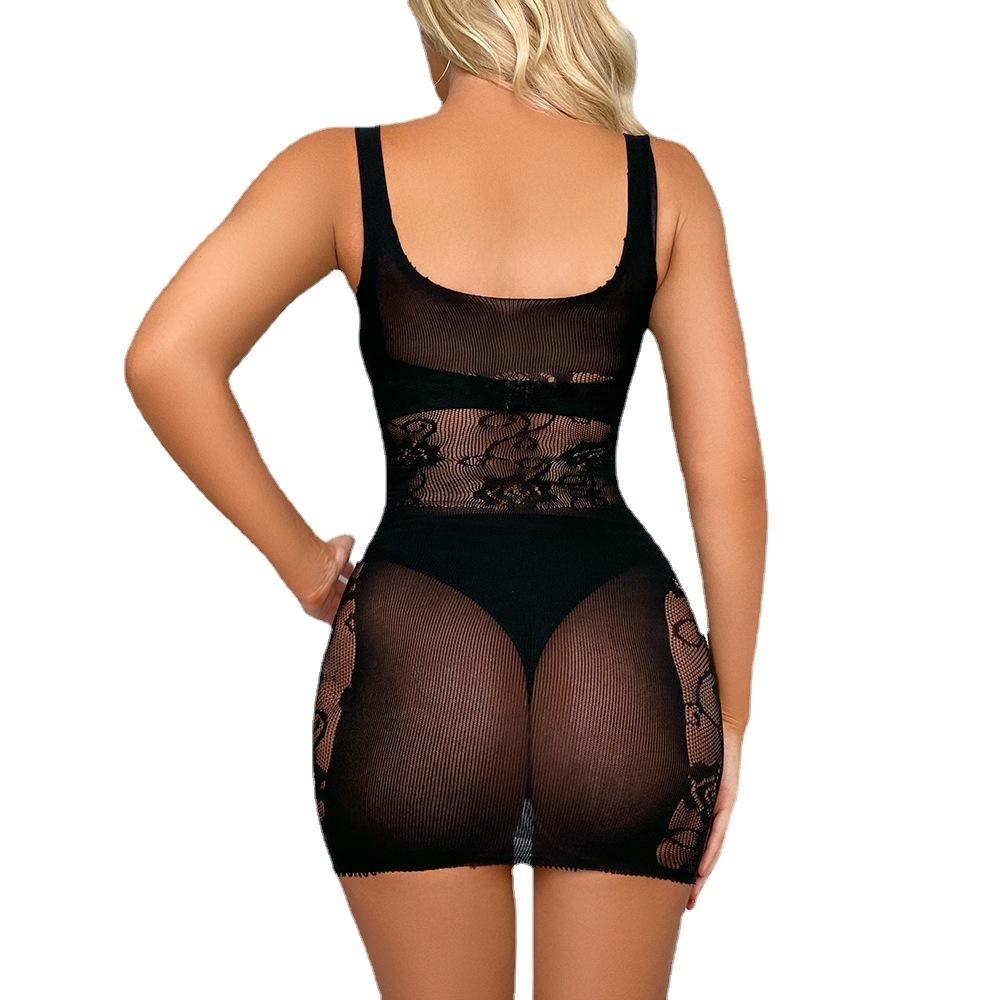 Sex underwear, sexy hip skirt, hollowed out free perspective net, tempting to show breasts
