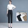 Women's High-Waisted Elastic Straight-Leg Cigarette Pants, Slimming & Versatile, Ideal for Spring/Autumn, Casual Mom's Trousers, New 2025