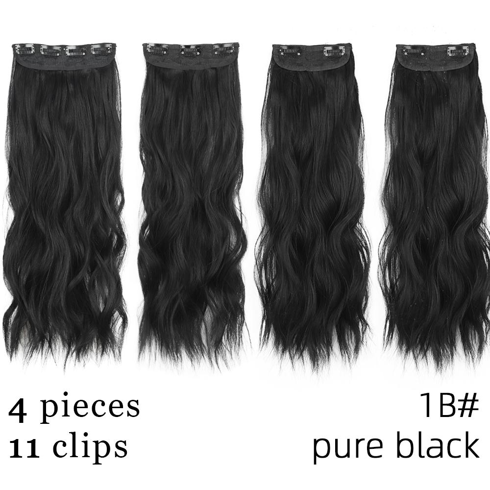 Light Blonde Long Wavy Clip On Hair Extension Synthetic Fiber Natural Wavy 4 Pieces Daily Wear Invisible Hairpiece KTB 22 Inch