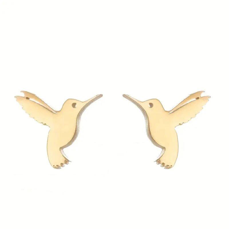 

A Pair of Mini Minimalist Animal Earrings with A Metallic Texture, Compact Bird Earrings, and Fashionable and High-end Hummingbird Women s Earrings золотий