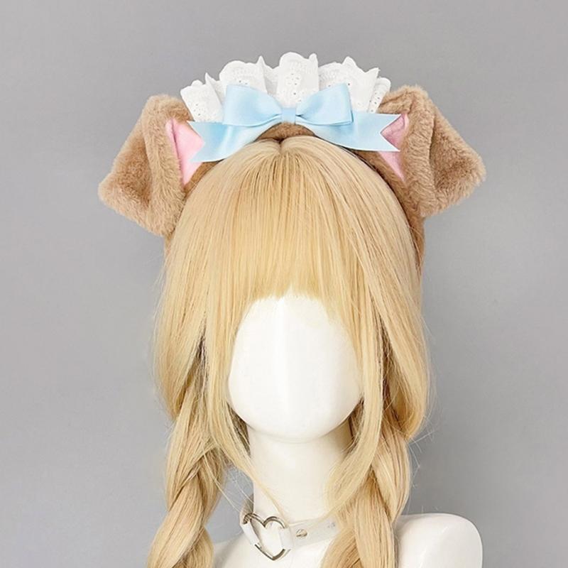 Soft Plush Dog Ear Hairband For Women Girls Cosplay Anime Hair Hoop Party Costume Sweet Style Accessory
