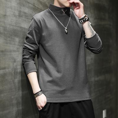 Developer Half Turtleneck Base Blouse for Men In Autumn and Winter Warm Long-sleeved T-shirt Updated Double-sided Velvet T-shirt Mens Top