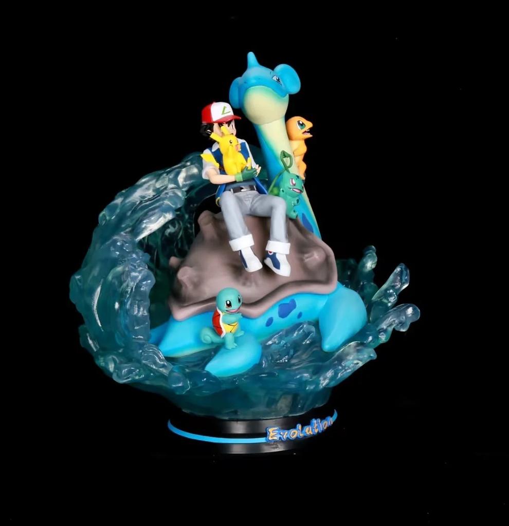 Anime  Ash Ketchum Pikachu Lapras Charmander Bulbasaur Squirtle GK PVC Action Figure Game Statue Model Toys Doll Gifts