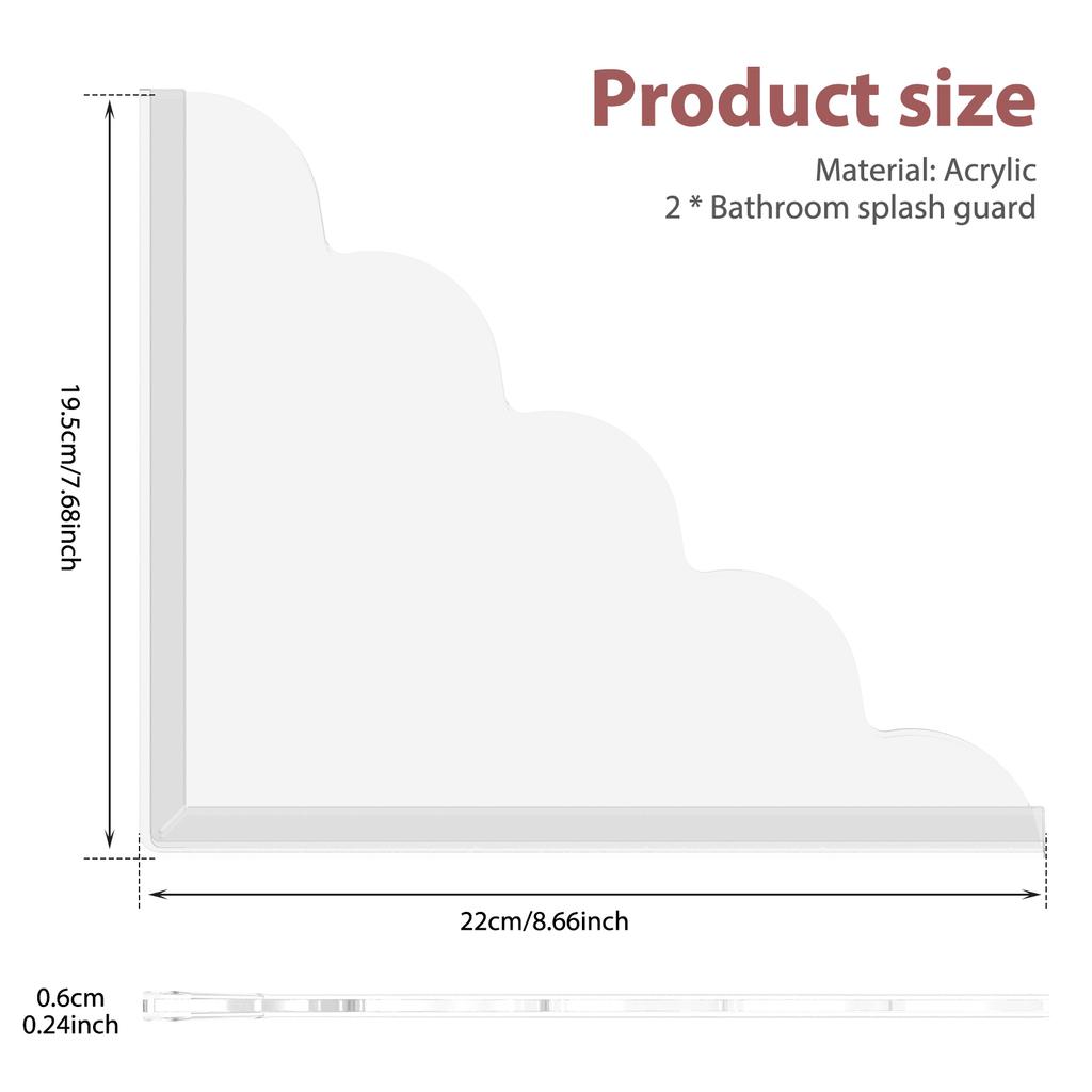 2Pcs New Acrylic Shower Splash Guards Waterproof Transparent Bathtub Water Guards Wear Resistant Tub Corner Guards for Bathroom