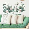 Watercolor Green Plant Flower Butterfly Wall Sticker for Bedroom Living Room Decor