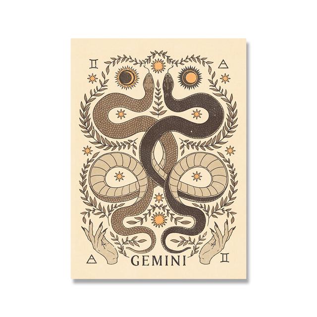 

Богемный зодиакальный художественный принт на холсте, вдохновленный астрологией, Скорпион, Дева, Водолей, Овен, Лев, постер, фотографии, спальня, ретро, ​​настенный декор, без рамки 21*30cm