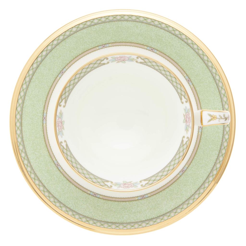 Noritake American Cup Saucer 220cc Yoshino 2 Customers Green Bone China & (Pair Set) Y6704/9983