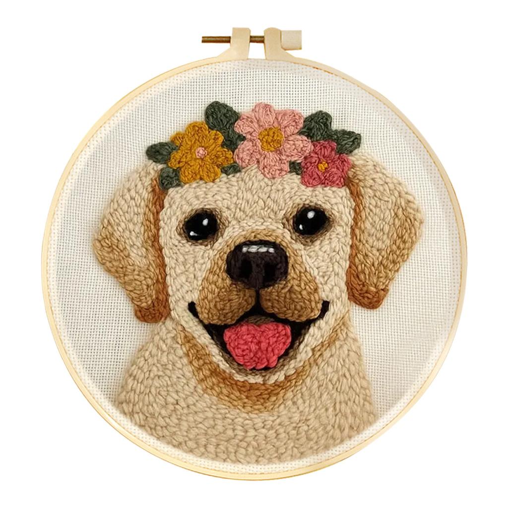 Punch Needle Kit For Beginners Cute Dog Animal Punch Needle Poke Embroidery Set Cute Cat Cross Stitch Kits Adult Craft Supplies