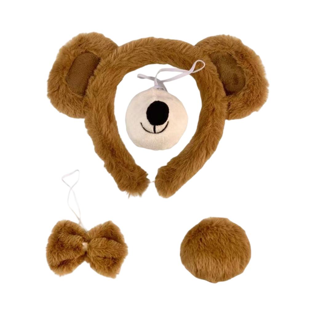 Halloween Plüschbär Kostüm Zubehör Set - Stirnband, Nase, Krawatte, Schwanz