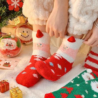 Adorable Cartoon Christmas Plush Socks - Cozy Winter Floor Socks Gift for Girlfriend