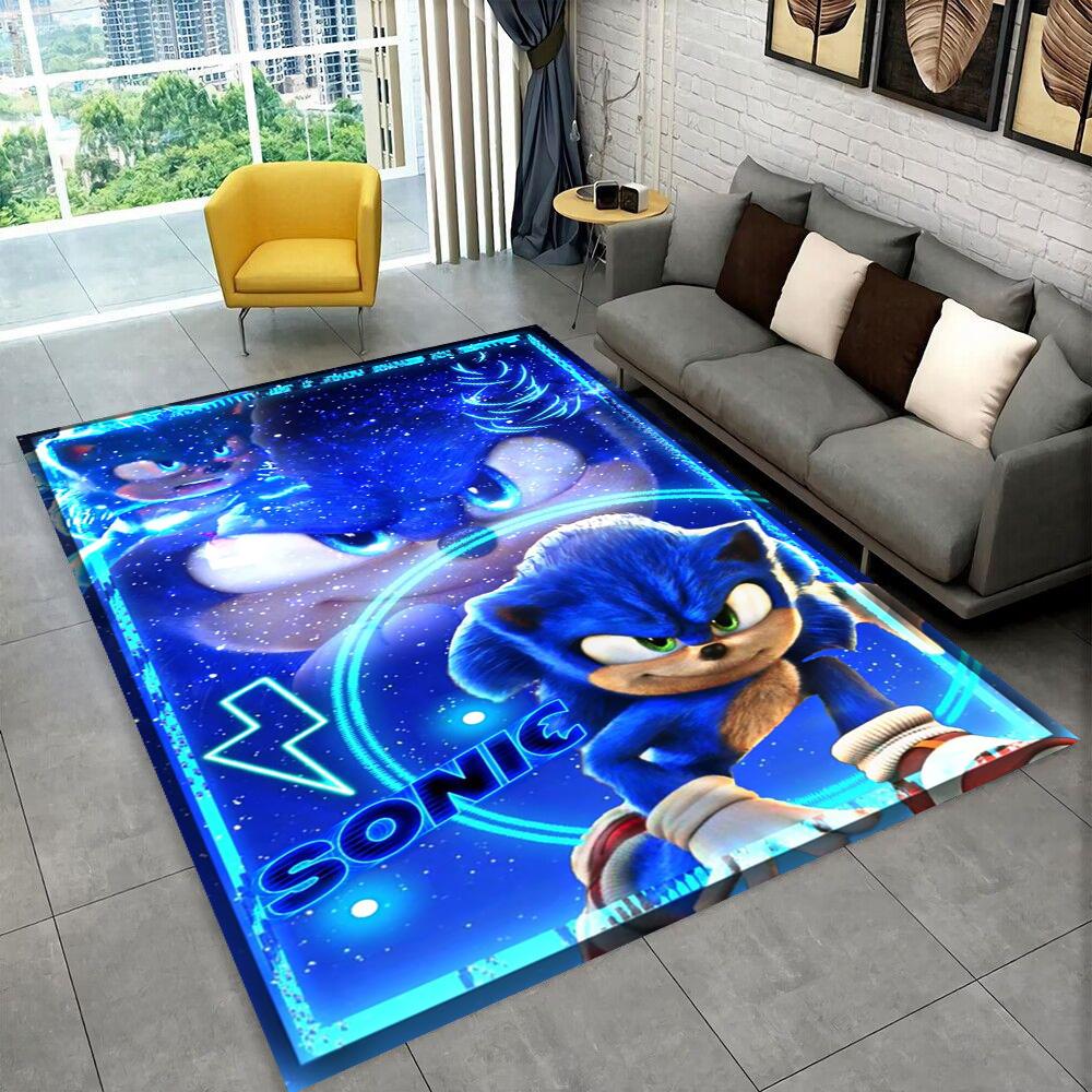 Fashion S-Sonic Cartoon Game Carpet Rug for Playroom Bedroom Living Room Sofa Home Decor,kids Play Area Rug Non-slip Floor Mat