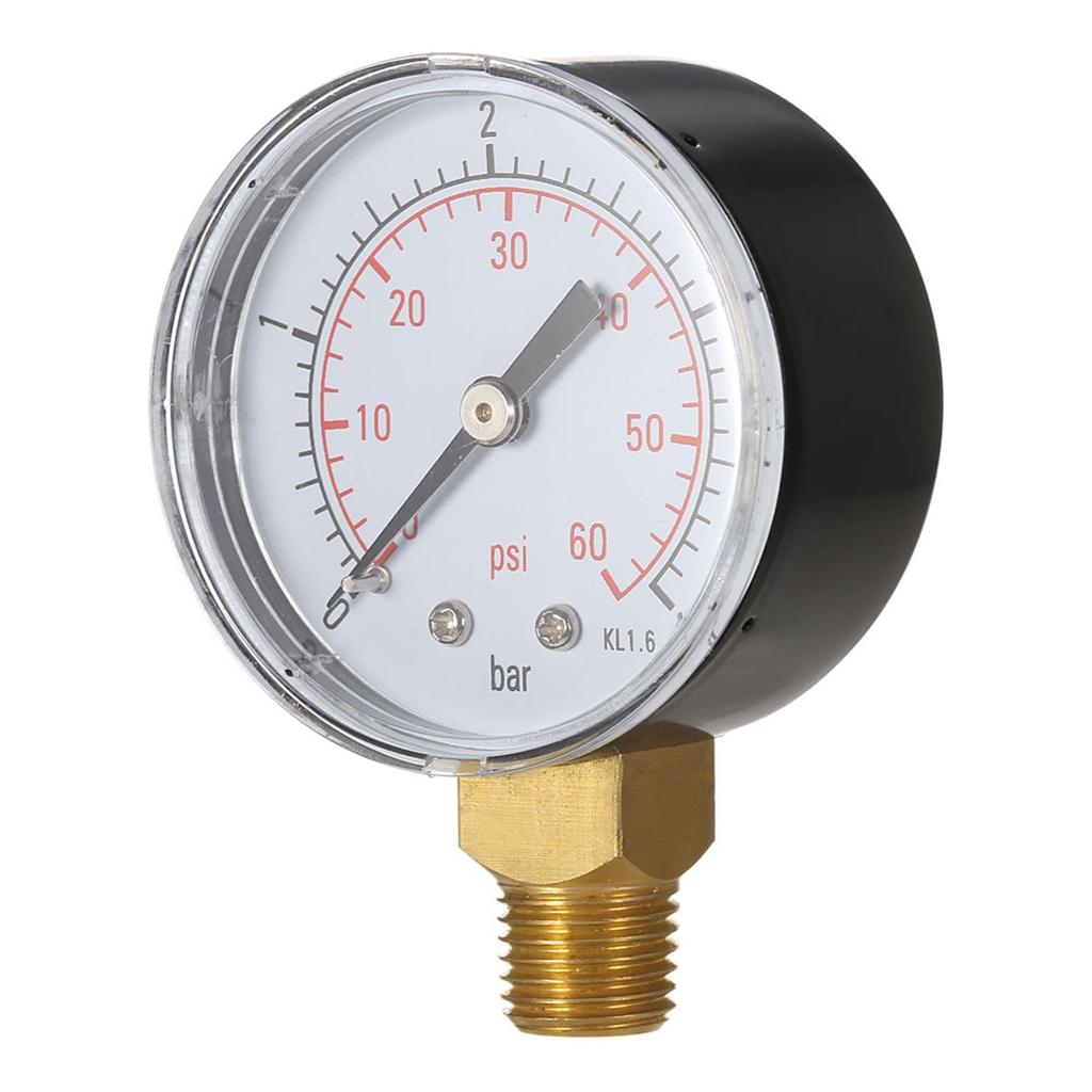 50mm Pool Filter Water Pressure Hydraulic Pressure Gauge Meter Manometer 1/4" NPT Thread Double Scale Glycerin Filled Meter